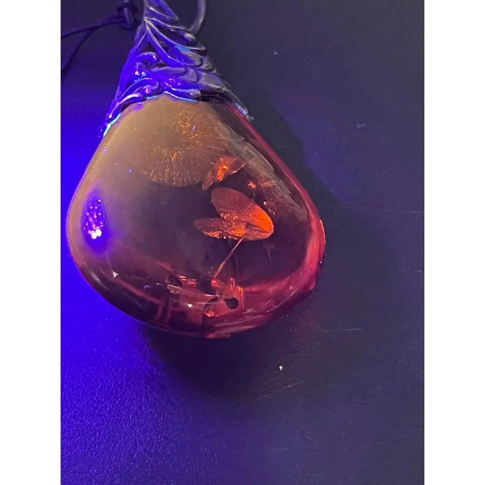 Genuine Dark Baltic Sea Amber Sterling Silver Teardrop Healing Stone Pendant‎